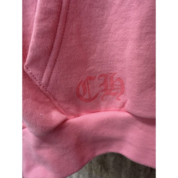 Chrome Heart U.S.A. Pink Hoodie With Kangaroo Pocket & Drawstring Hood - Picture 10 of 16